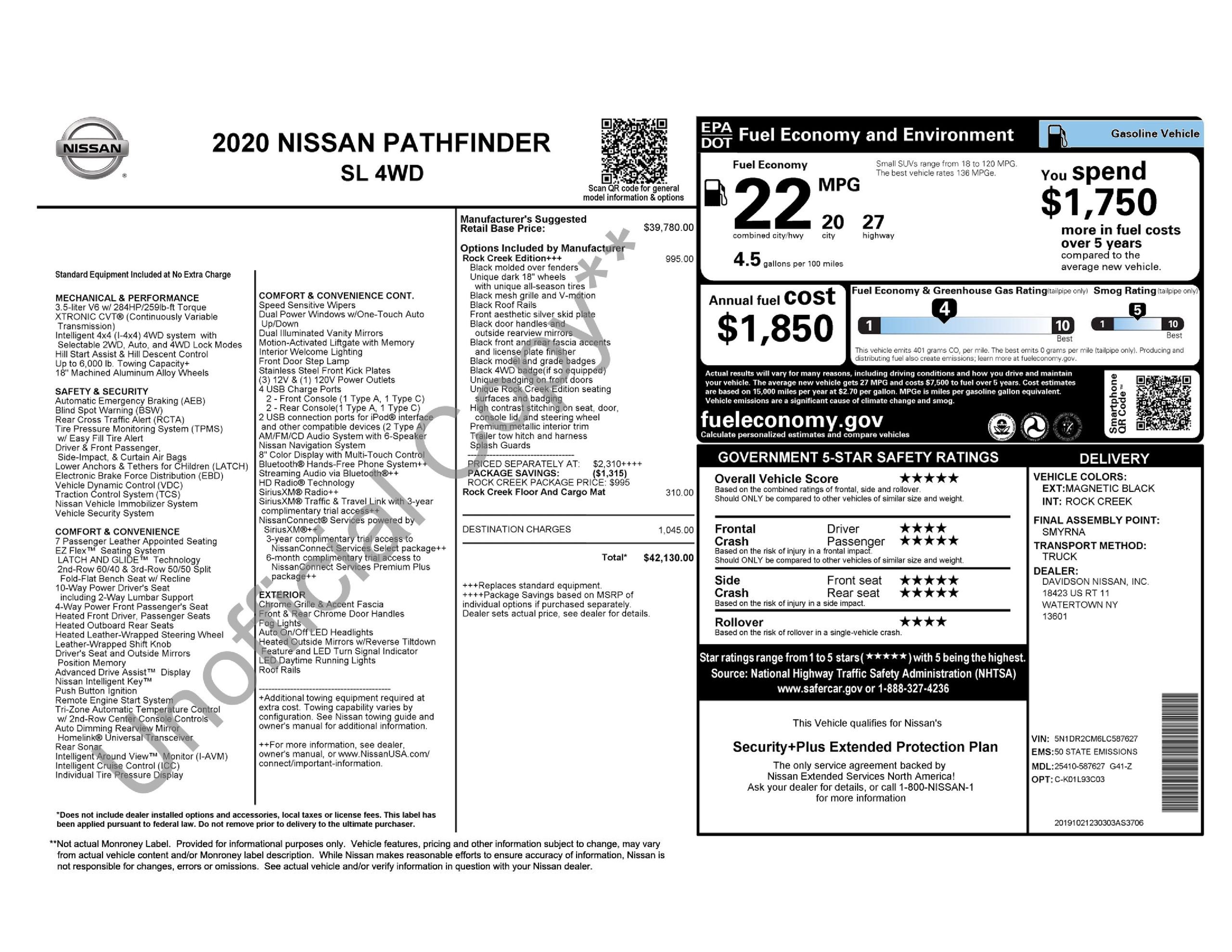 2020 Nissan Pathfinder SL